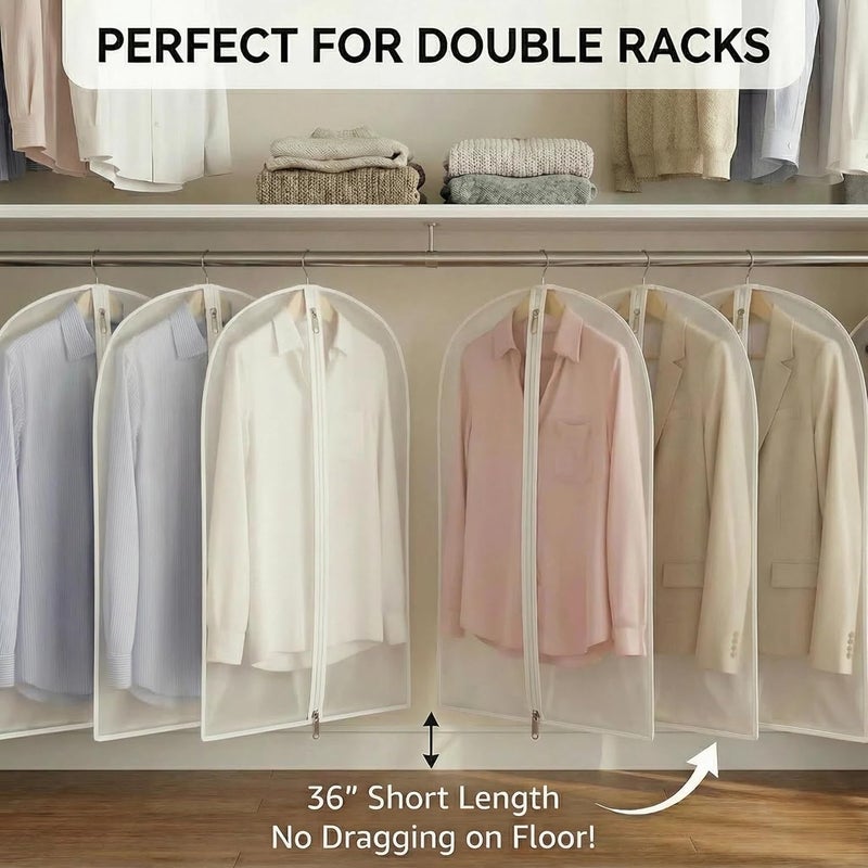 MS KITCHEN Clear Garment Bags For Hanging Clothes, 36" Women Suit Bags, Plastic Garment Bags for Closet Storage, Suit Cover Bags with Zipper for Short Coats, Jackets, Shirts 24"x36"/ 12 Pack - Image 3
